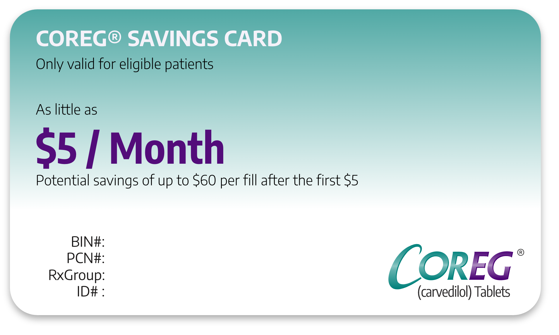 COREG® Copay Savings Program - Coreg® (carvedilol) Tablets